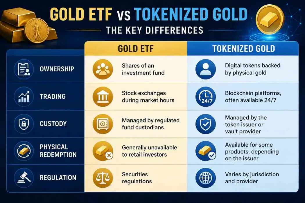 Gold ETF vs. Tokenized Gold: The Key Differences chart